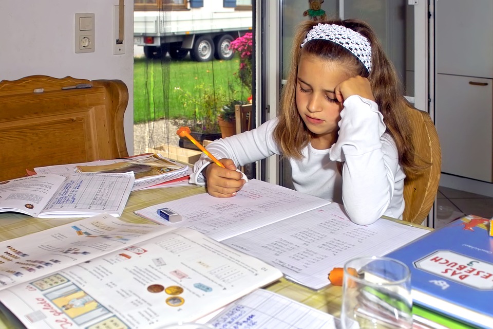 student with homework